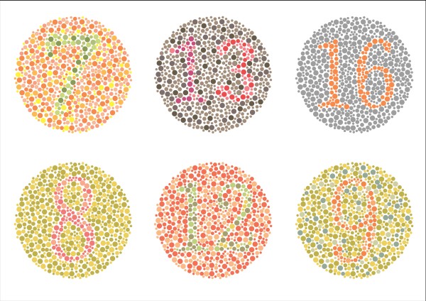 Pessoas com daltonismo não conseguem identificar os números acima. Ilustração: eveleen / Shutterstock.com