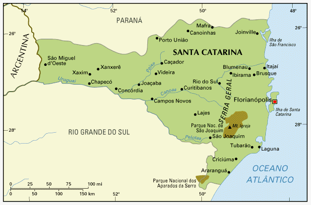 Mapa do litoral do parana e santa 