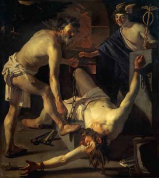 Prometeu Acorrentado (pintura de Dirck van Baburen - 1595-1624)