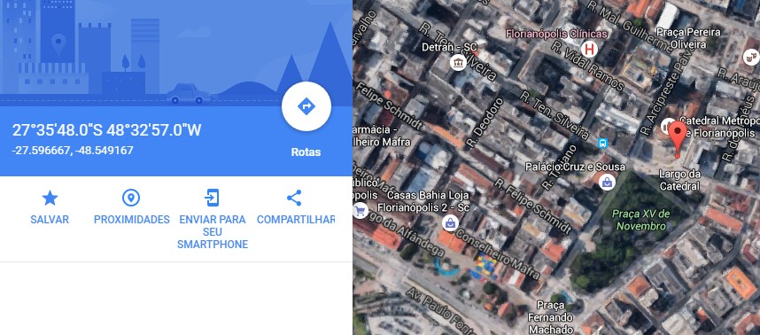 No Google Maps, por exemplo, é possível buscar lugares de acordo com as coordenadas geográficas inseridas. 