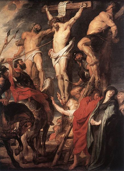 "Cristo crucificado entre dois ladrões", pintura de Peter Paul Rubens [Public domain], via Wikimedia Commons