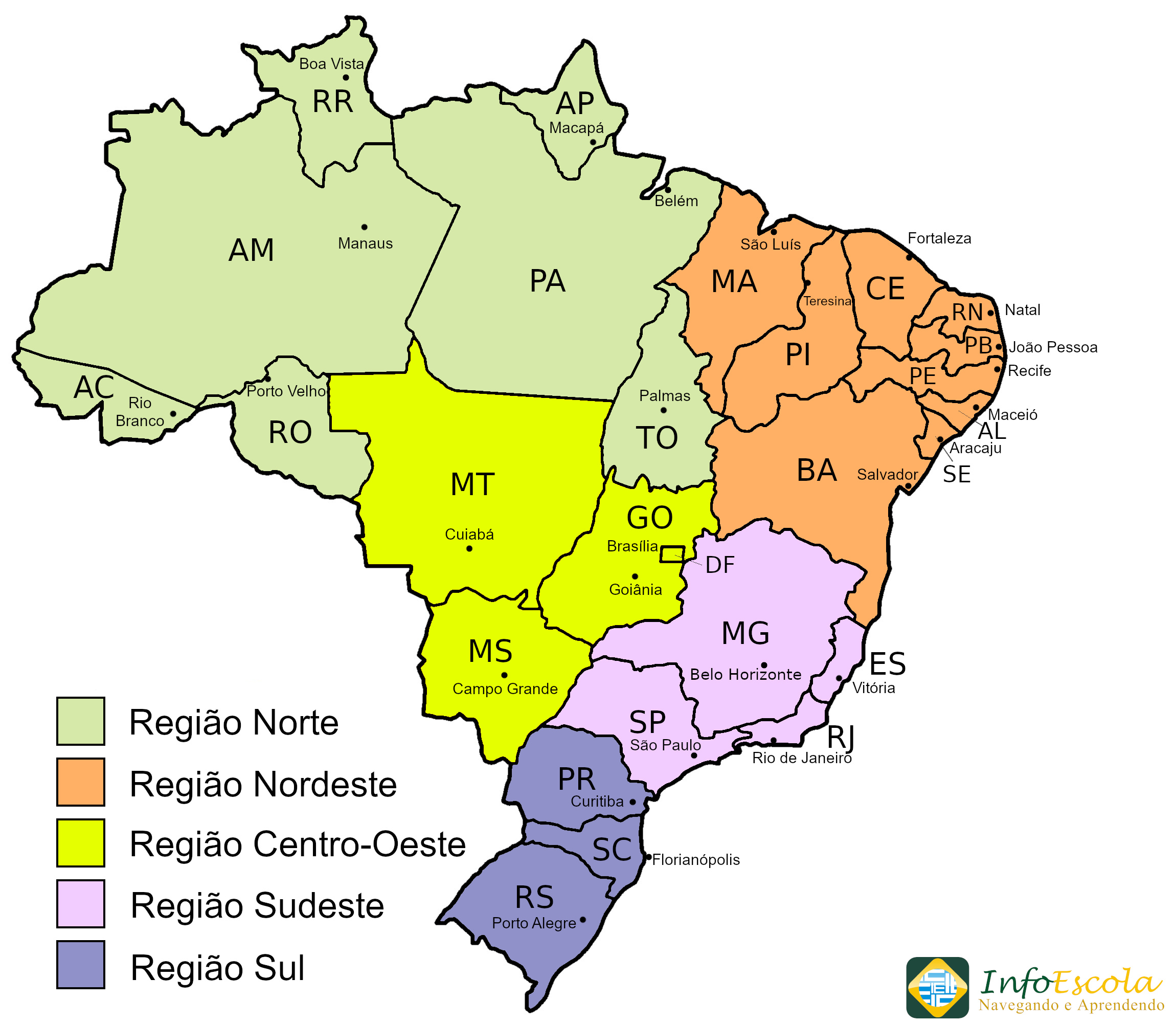 Regioes E Estados Brasileiros Geografia Infoescola