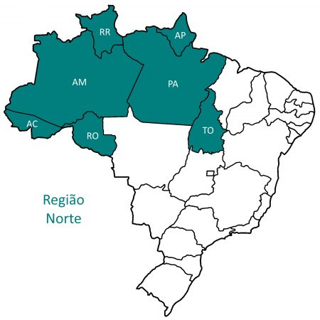 Mapa da região norte do Brasil.