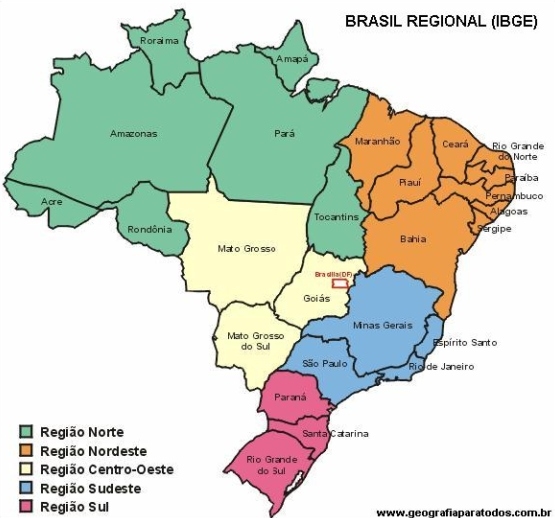 Resultado de imagem para regiÃµes brasileiras