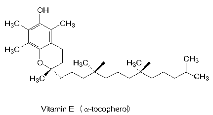 estrutura química da vitamina E (o alfa-tocoferol)