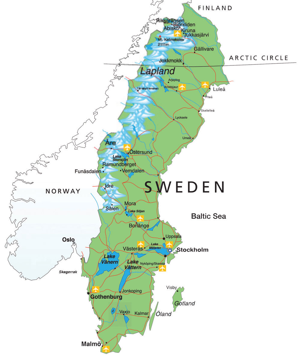 Mapa do norte da europa com fronteiras dos países da escandinávia