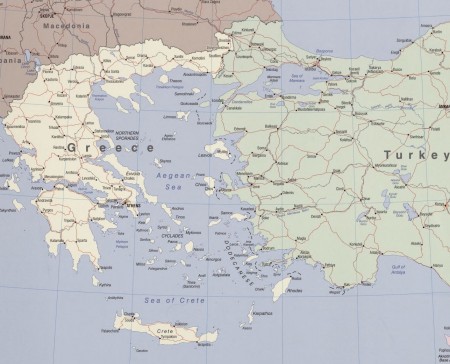 Mapa do Mar Egeu. Fonte: CIA / US Congress Library.