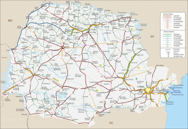 Mapa rodoviário do Paraná - Geografia - InfoEscola