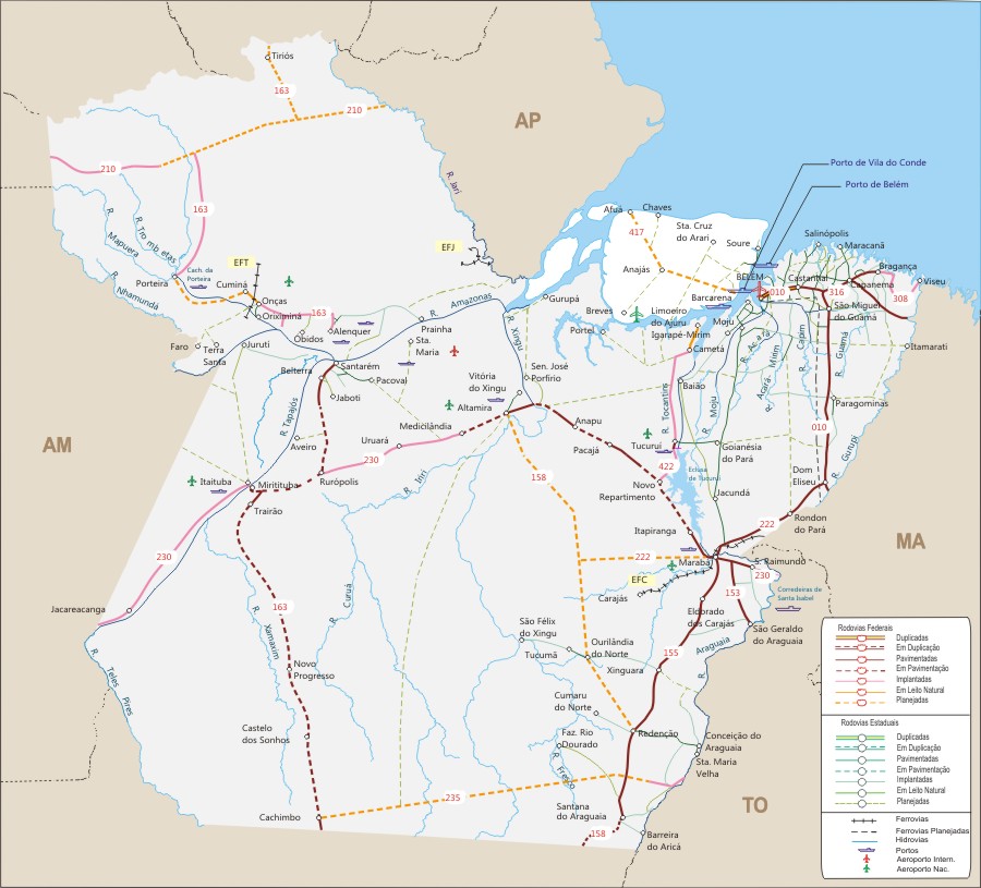 Mapa rodoviário do Pará - Geografia - InfoEscola