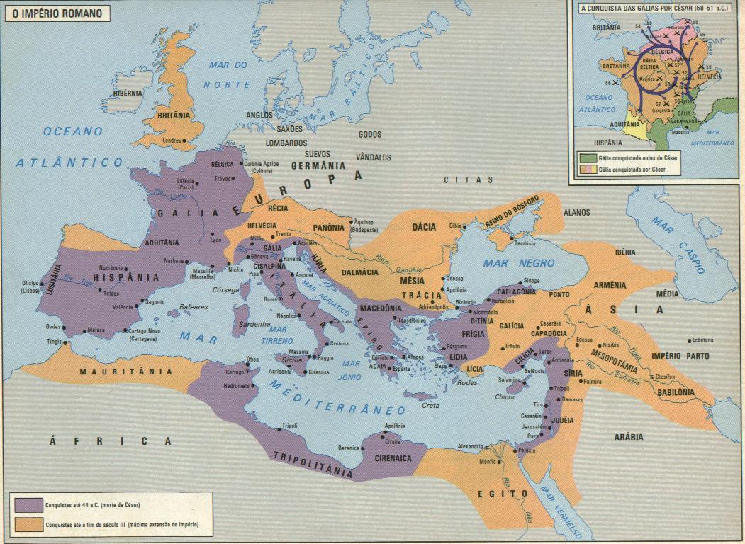 Portugal Romano - «Mapa de quase todas as cidades romanas, que