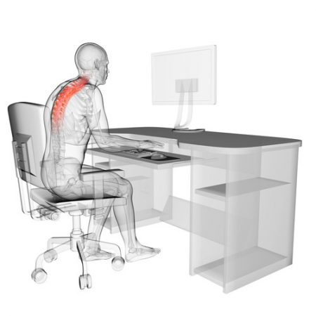 Uma postura incorreta pode causar dores incômodas no trabalho. Ilustração: Sebastian Kaulitzki / Shutterstock.com