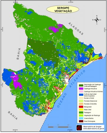 Tipos de Vegetação do Estado de Sergipe. Fonte: Observatório de Sergipe. (clique para ampliar)