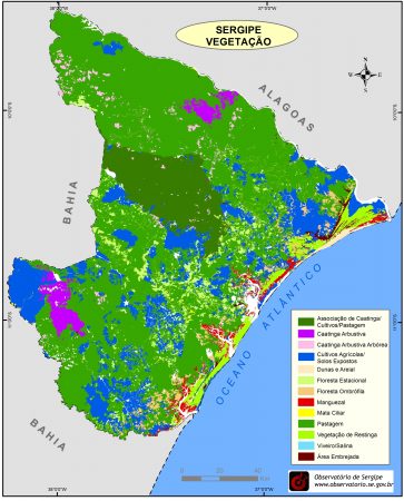 Tipos de Vegetação do Estado de Sergipe. Fonte: Observatório de Sergipe. (clique para ampliar)