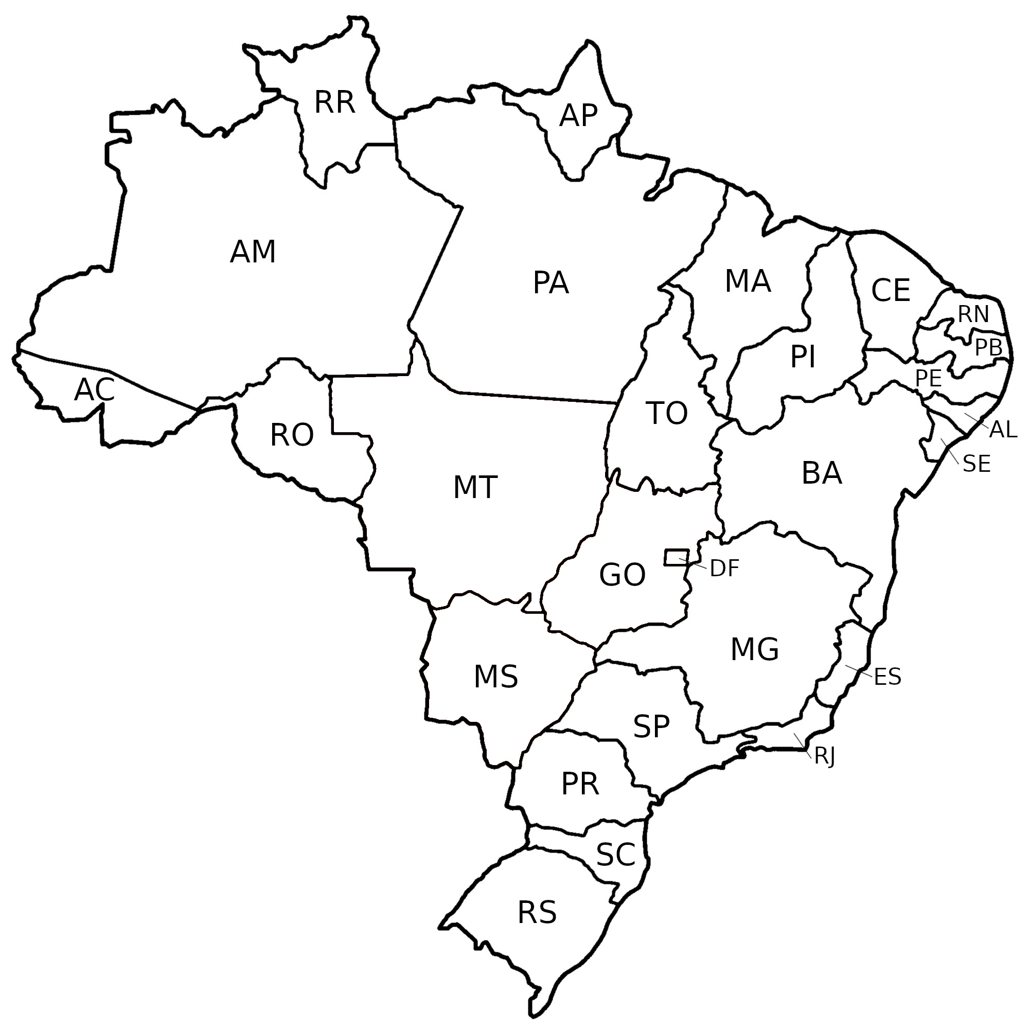 Mapa do Brasil - por estados e regiões, em branco e colorido - Geografia -  InfoEscola