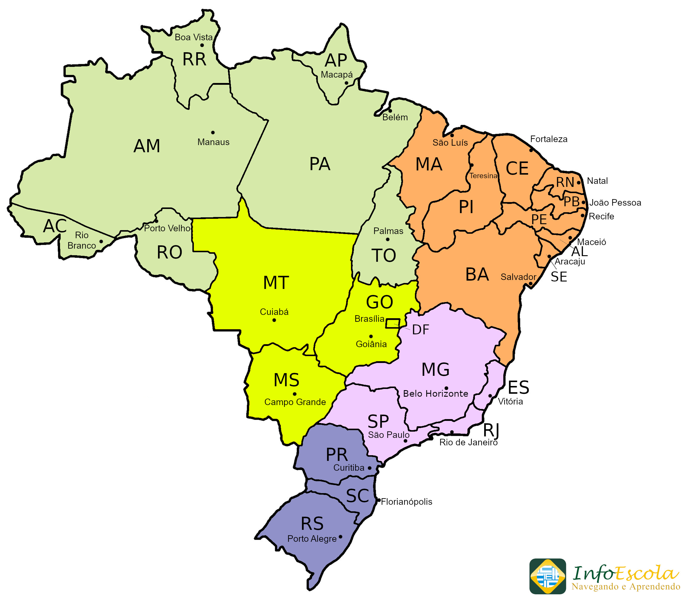 Capitais do Brasil - capitais dos estados brasileiros - mapa e